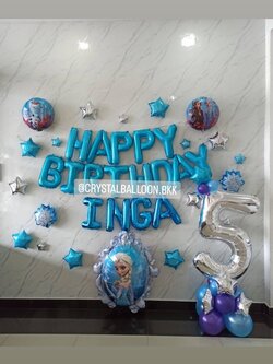 ลูกโป่ง วันเกิดเด็ก Theme Frozen พร้อม ฟอยล์ตัวอักษร Happy Birthday ขนาด 16" 1 ชิ้น,ฟอยล์ตัวอักษรชื่อ 5 ตัวอักษร,ฟอยล์กระจกพิมพ์ลาย 2 ด้าน พร้อม ฟอยล์ตัวเลข ขนาด 40" ตั้งฐาน 1 ชิ้น พร้อมตกแต่ง สามารถเปลี่ยนสีลูกโป่ง/เปลี่ยนสี-ฟอยล์ตกแต่งได้