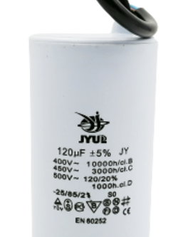 คาปาซิเตอร์ 120uf 450v.(กลม-สายไฟ)