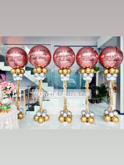 เสาลูกโป่ง เปิดงาน-เปิดร้าน Theme โรสโกล 5 เสา พร้อมตกแต่ง สามารถเปลี่ยนสีลูกโป่ง/เปลี่ยนข้อความได้