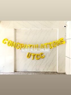 ฟอยล์ตัวอักษร ติดผนัง รับปริญญา ฟอยล์ตัวอักษร Congratulations ขนาด 16" สีทอง พร้อม ฟอยล์ตัวอักษรชื่อ 4 ตัวอักษร พร้อมตกแต่ง สามารถเปลี่ยนสี-ฟอยล์ตัวอักษรได้