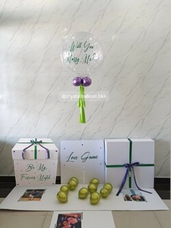 Surprise Box Will You Marry Me? กล่องเซอร์ไพรส์ขอแต่งงาน Bubble ขนาด 24'' พร้อมตกแต่ง สามารถใส่รูปได้ 4 รูป สามารถเปลี่ยนสีลูกโป่ง/เปลี่ยนข้อความได้