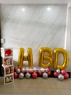 ลูกโป่งเซอร์ไพรส์วันเกิด ฟอยล์ตัวเลขตั้งฐาน 40" 3 ชิ้น ,กล่องใส 3 กล่องพร้อมตัวอักษร , พร้อมตกแต่ง สามารถเปลี่ยนสีลูกโป่ง/เปลี่ยนข้อความได้