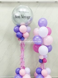 เสาลูกโป่ง เปิดงาน Bubble ขนาด 36" กลิตเตอร์สีเงิน 1 เสา พร้อม เสาช่อลูกโป่ง ช่อ 10 ลูก 1 เสา พร้อมตกแต่ง สามารถเปลี่ยนสีลูกโป่ง/เปลี่ยนข้อความได้