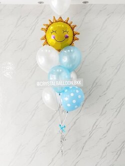 ลูกโป่ง วันเกิดเด็ก ช่อลูกโป่งฟอยล์พระอาทิตย์ ช่อ 7 ลูก 1 ช่อ พร้อมตกแต่ง สามารถเปลี่ยนสีลูกโป่ง/เปลี่ยนฟอยล์ตกแต่งได้