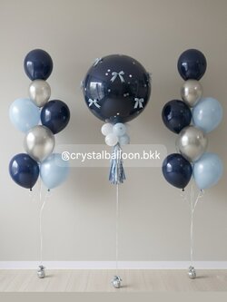 ลูกโป่งวันเกิด ลูกโป่งยางขนาด 24" , ลูกโป่งช่อ 9 ลูก 2 ช่อ , ตกแต่งโบว์ที่ลูกโป่ง 6 ชิ้น , พร้อมตกแต่ง สามารถเปลี่ยนสีลูกโป่งได้/เปลี่ยนข้อความได้