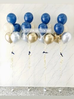 ลูกโป่ง อำลา ช่อลูกโป่ง ช่อ 5 ลูก 4 ช่อ Theme สี Dark Blue-คามีเลียโครเมี่ยม พร้อมตกแต่ง สามารถเปลี่ยนสีลูกโป่งได้