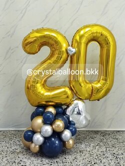 ลูกโป่ง วันเกิด ฟอยล์ตัวเลข ขนาด 40" ตั้งฐานคู่ 1 ชิ้น สีทอง พร้อมตกแต่ง สามารถเปลี่ยนสีลูกโป่ง/เปลี่ยนสี-ฟอยล์ตัวเลข/เปลี่ยนสี-ฟอยล์ตกแต่งได้