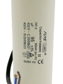 คาปาซิเตอร์ 95uf 450v.(กลม-สายไฟ)