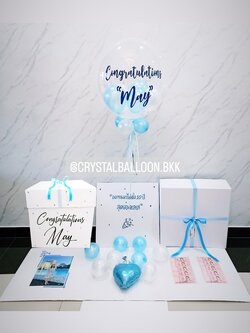 Surprise Box กล่องเซอร์ไพรส์วันครบรอบ Bubble USA ขนาด 24'' Theme สีฟ้า พร้อมตกแต่ง สามารถใส่รูปได้ 4 รูป สามารถเปลี่ยนสีลูกโป่ง/เปลี่ยนข้อความได้