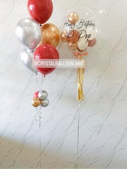 ลูกโป่ง วันเกิด Bubble USA 24" พร้อม ช่อลูกโป่ง ช่อ 5 ลูก 1 ช่อ พร้อมตกแต่ง สามารถเปลี่ยนสีลูกโป่ง/เปลี่ยนข้อความได้