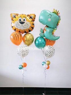 ลูกโป่ง วันเกิดเด็ก Theme ไดโนเสาร์ และ เสือ พร้อมตกแต่ง ลูกโป่ง 3 ลูก 2 ช่อ สามารถเปลี่ยนสีลูกโป่ง/เปลี่ยนฟอยล์ตกแต่งได้