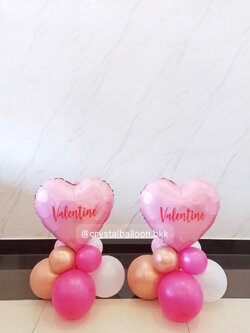 ลูกโป่ง Valentine's Day ลูกโป่ง ฟอยล์หัวใจ สีชมพูวิ้งค์ ขนาด 18" ตั้งฐาน 2 ชั้น พร้อมตกแต่ง สามารถเปลี่ยนสีลูกโป่ง/เปลี่ยนข้อความ/เปลี่ยนสี-ฟอยล์ตกแต่งได้