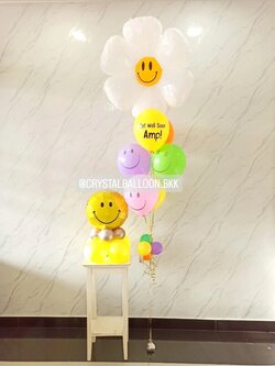 ลูกโป่ง เยี่ยมไข้ ช่อลูกโป่งฟอยล์ดอกเดซี่ ช่อ 7 ลูก 1 ช่อ ะร้อม ฟอยล์ตั้งกลม ขนาด 18" ตั้งฐาน 1 ชิ้น พร้อมตกแต่ง สามารถเปลี่ยนสีลูกโป่ง/เปลี่ยนข้อความ/เปลี่ยนฟอยล์ตกแต่งได้