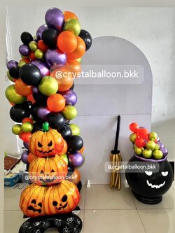 Organic Backdrop Halloween ธีมฮาโลวีน ฉาก U คว่ำ ขนาด กว้าง 1.4 เมตร สูง 2.2 เมตร (ฉากทำสี) พร้อมตกแต่ง สามารถเปลี่ยนสีลูกโป่ง/เปลี่ยนข้อความ/เปลี่ยนสี-ฉากได้