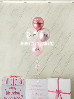 Happy Birthday กล่องเซอร์ไพรส์วันเกิด พร้อม ลูกโป่ง 4 ลูก พร้อมตกเเต่ง สามารถใส่รูปได้ 2 ใบ สามารถเปลี่ยนสีลูกโป่ง/เปลี่ยนสีข้อความได้