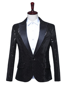 Pre-order เสื้อสูทชาย สูทแฟชั่น สูทกลิตเตอร์ สีดำ