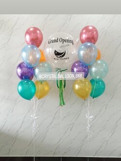 ลูกโป่ง เปิดร้าน Bubble ขนาด 24" กลิตเตอร์สีขาว 1 ลูก พร้อม ช่อลูกโป่ง ช่อ 7 ลูก 2 ช่อ พร้อมตกแต่ง สามารถเปลี่ยนสีลูกโป่ง/เปลี่ยนข้อความ/เปลี่ยนขนาดได้