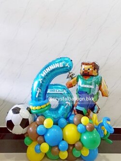 ลูกโป่ง วันเกิดเด็ก ฟอยล์ตัวเลข ขนาด 40" ตั้งฐาน 1 ชิ้น พร้อม ฟอยล์ฟุตบอล , ฟอยล์ไมน์คราฟต์ Theme Minecraft พร้อมตกแต่ง สามารถเปลี่ยนสีลูกโป่ง/เปลี่ยนสี-ฟอยล์ตัวเลข/เปลี่ยนฟอยล์ตกแต่งได้