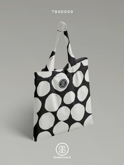 กระเป๋าผ้าแคนวาส พิมพ์ลาย White Circle TBA0008 #SOdABag #SOdAPrintinG #กระเป๋า #กระเป๋าผ้า