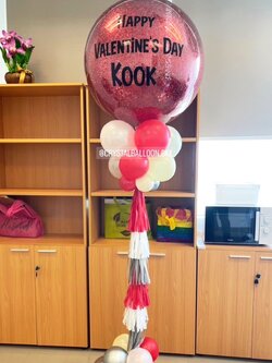 เสาลูกโป่ง Valentine's Day Bubble ขนาด 36" สีแดง พร้อมตกแต่ง สามารถเปลี่ยนสีลูกโป่ง/เปลี่ยนข้อความได้
