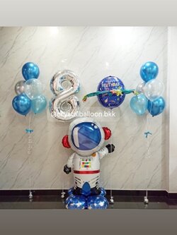 ลูกโป่ง วันเกิดเด็ก ฟอยล์นักบินอวกาศ 1 ชิ้น พร้อม ฟอยล์ดาวเสาร์ 1 ชิ้น , ฟอยล์ตัวเลข ขนาด 40" 1 ชิ้น , ช่อลูกโป่ง ช่อ 5 ลูก 2 ช่อ พร้อมตกแต่ง สามารถเปลี่ยนสีลูกโป่ง/เปลี่ยนข้อความ/เปลี่ยนขนาดได้