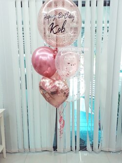 ลูกโป่ง วันเกิด Bubble ขนาด 24" พร้อม ลูกโป่ง 5 ลูก,ลูกโป่งใส ใส่ Confetti,ฟอยล์หัวใจ ขนาด 18" 1 ชิ้น พร้อมตกเเต่ง สามารถเปลี่ยนสีลูกโป่ง/เปลี่ยนข้อความ/เปลี่ยนขนาดได้