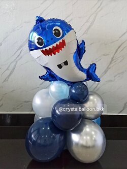 ลูกโป่งฟอยล์ตกแต่ง วันเกิดเด็ก ฟอยล์ปลาฉลาม สีน้ำเงิน ตั้งฐาน 1 ชิ้น พร้อมตกแต่ง สามารถเปลี่ยนสีลูกโป่ง/เปลี่ยนฟอยล์ตกแต่งได้