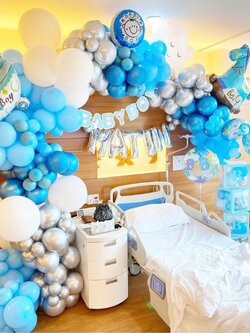 Organic Backdrop ลูกโป่งเยี่ยมคลอด Welcome Baby Boy ขนาด 3x2 พร้อมตกแต่ง ราคาโทรสอบถาม