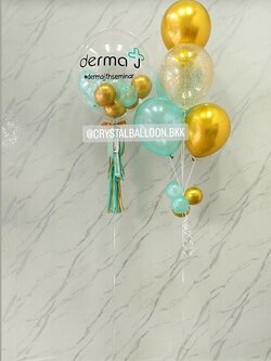 ลูกโป่ง เปิดงาน Bubble USA ขนาด 24" Theme เขียว-ทองโครเมี่ยม พร้อม ช่อลูกโป่ง ช่อ 5 ลูก 1 ช่อ พร้อมตกแต่ง สามารถเปลี่ยนสีลูกโป่ง/เปลี่ยนข้อความได้