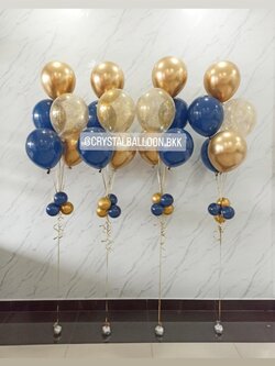 ลูกโป่ง แสดงความยินดี ช่อลูกโป่ง ช่อ 5 ลูก 4 ช่อ Theme Dark Blue-ทอง พร้อมตกแต่ง สามารถเปลี่ยนสีลูกโป่งได้