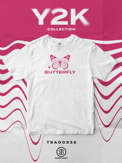 เสื้อยืด พิมพ์ลาย Butterfly I Y2K Collection สีขาว รหัส TSA00332 #เสื้อ #เสื้อยืด