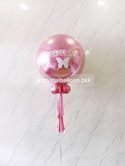 ลูกโป่ง วาเลนไทน์ ลูกโป่งยางสีชมพูแชมเปญโครเมี่ยม ขนาด 24" พร้อมตกแต่ง สามารถเปลี่ยนสีลูกโป่ง/้เปลี่ยนข้อความ/เปลี่ยนขนาด/เปลี่ยนสี-ป้ายธงได้