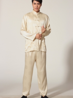 Pre-order ชุดจีน ชาย เสื้อพร้อมกางเกง สีทอง