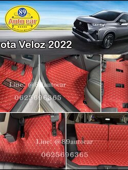 พรมปูพื้นรถยนต์ Toyota Veloz ปูพรมvvip สีแดงไวน์ด้ายทอง เต็มคัน