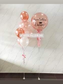 ลูกโป่ง วันเกิด Bubble ขนาด 24" กลิตเตอร์สีโรสโกล พร้อม ช่อลูกโป่ง ช่อ 7 ลูก 1 ช่อ พร้อมตกแต่ง สามารถเปลี่ยนสีลูกโป่ง/เปลี่ยนข้อความ/เปลี่ยนขนาดได้