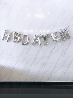 ลูกโป่ง วันเกิด ฟอยล์ตัวอักษร ขนาด 16" สีเงิน 7 ตัวอักษร ติดผนัง พร้อมตกแต่ง สามารถเปลี่ยนสี-ฟอยล์ตัวอักษรได้