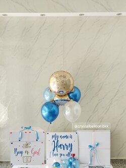 Gender Reveal Surprised Box กล่องเซอรไพรส์ทายเพศ พร้อมตกแต่ง ลูกโป่ง 4 ลูก ฟอยล์เด็กทารก 1 ชิ้น,สามารถใส่รูปได้ 2 รูป สามารถเปลี่ยนสีลูกโป่ง/เปลี่ยนสี-ฟอยล์ตกแต่ง/เปลี่ยนข้อความได้