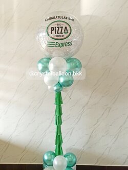 เสาลูกโป่ง เปิดร้าน Bubble ขนาด 36" กลิตเตอร์สีเงิน 1 เสา พร้อมตกแต่ง สามารถเปลี่ยนสีลูกโป่ง/เปลี่ยนข้อความได้