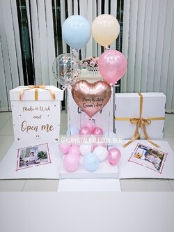 Happy Birthday Surprise Box กล่องเซอร์ไพรส์วันเกิด ฟอยล์หัวใจ ขนาด 18" 1 ชิ้น,ลูกโป่งใส ใส่กลิตเตอร์,สามารถใส่รูปได้ 2 ใบ สามารถเปลี่ยนสีลูกโป่ง/เปลี่ยนข้อความได้