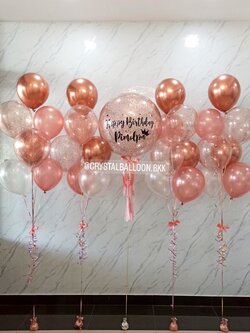 ลูกโป่ง วันเกิด Bubble ขนาด 24" กลิตเตอร์สีโรสโกล พร้อม ช่อลูกโป่ง ช่อ 7 ลูก 4 ช่อ พร้อมตกแต่ง สามารถเปลี่ยนสีลูกโป่ง/เปลี่ยนข้อความ/เปลี่ยนขนาดได้