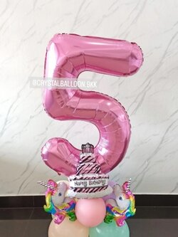 ลูกโป่ง วันเกิดเด็ก ฟอยล์ตัวเลข ขนาด 40" ตั้งฐาน 1 ชิ้น พร้อมตกแต่ง สามารถเปลี่ยนสีลูกโป่ง/เปลี่ยนสี-ฟอยล์ตัวเลข/เปลี่ยนฟอยล์ตกแต่งได้