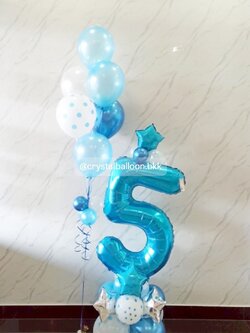 ลูกโป่ง วันเกิดเด็ก ลูกโป่งช่อ 6 ลูก 1 ช่อ ,ฟอยล์ตัวเลข 40" ตั้งฐาน 1 ชิ้น พร้อมตกเเต่ง สามารถเปลี่ยนสีลูกโป่ง/ข้อความสามารถเปลี่ยนได้