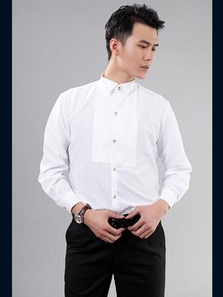 พร้อมเช่า เสื้อเชิ้ต แขนยาว Tuxedo shirt สีขาว **เฉพาะเสื้อ**