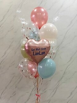 ลูกโป่งแบบช่อ ช่อลูกโป่ง ฟอยล์หัวใจ ขนาด 18" สีโรสโกล ช่อ 10 ลูก 1 ช่อ พร้อมตกแต่ง สามารถเปลี่ยนสีลูกโป่ง/เปลี่ยนข้อความ/เปลี่ยนฟอยล์ตกแต่งได้