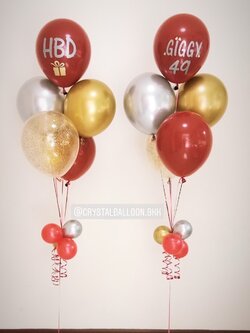 ลูกโป่ง วันเกิด ช่อลูกโป่ง ช่อ 5 ลูก 2 ช่อ พร้อม ลูกโป่งใส ใส่กลิตเตอร์ พร้อมตกเเต่ง สามารถเปลี่ยนสีลูกโป่ง/เปลี่ยนข้อความได้