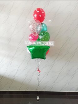 ลูกโป่ง Christmas ช่อลูกโป่งฟอยล์ดาว ขนาด 24" ช่อ 8 ลูก 1 ช่อ พร้อมตกเเต่ง สามารถเปลี่ยนลูกโป่ง/เปลี่ยนสี-ฟอยล์ตกเเต่งได้