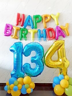 ลูกโป่ง วันเกิดเด็ก ฟอยล์ Happy Birthday 1 เซ็ท , ฟอยล์ตัวเลข 40" ตั้งฐาน 1 ชิ้น ,ฟอยล์ตัวเลข 40" ตั้งฐาน 2 ตัวเลข 1 ชิ้น พร้อมตกแต่ง ฟอยล์สามารถเปลี่ยนสีได้ , ลูกโป่งสามารถเปลี่ยนสีได้