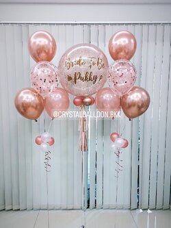 ลูกโป่ง Bride To Be Bubble ขนาด 24" พร้อมตกแต่ง ช่อลูกโป่ง 5 ลูก 2 ช่อ,ลูกโป่งใส ใส่ Confetti สามารถเปลี่ยนสีลูกโป่ง/เปลี่ยนข้อความ/เปลี่ยนขนาดได้