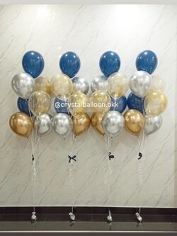 ลูกโป่ง วันเกิด ลูกโป่ง ช่อ 7 ลูก 4 ช่อ Theme Dark Blue พร้อมตกแต่ง สามารถเปลี่ยนสีลูกโป่ง/เปลี่ยนสี-ฟอยล์ตัวเลข/เปลี่ยนฟอยล์ตกแต่งได้