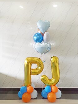 ลูกโป่ง วันเกิดเด็ก ช่อลูกโป่ง ช่อ 7 ลูก 1 ช่อ พร้อม ฟอยล์หัวใจ ขนาด 18" 4 ชิ้น,ลูกโป่ง 12" 3 ลูก พร้อม ฟอยล์อักษร 40" 2 ชิ้น พร้อมตกแต่ง โทนสี ฟ้าทึบ/ฟ้าพาสเทล/ส้มทึบ เปลี่ยนสีลูกโป่ง/เปลี่ยนข้อความ/เปลี่ยนฟอยล์ตกแต่งได้